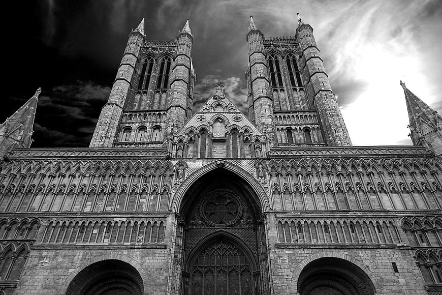 Dramatic Black and White Gothic Cathedral Architecture