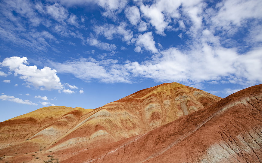 Colorful Danxia Landforms Under Blue Sky