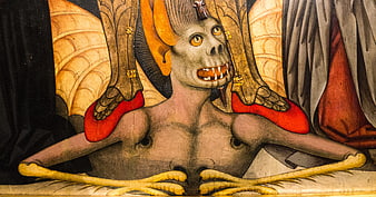 Medieval Demon Illustration with Horns and Wings