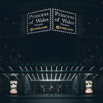 Princess of Wales Theatre Night Exterior with Pedestrian