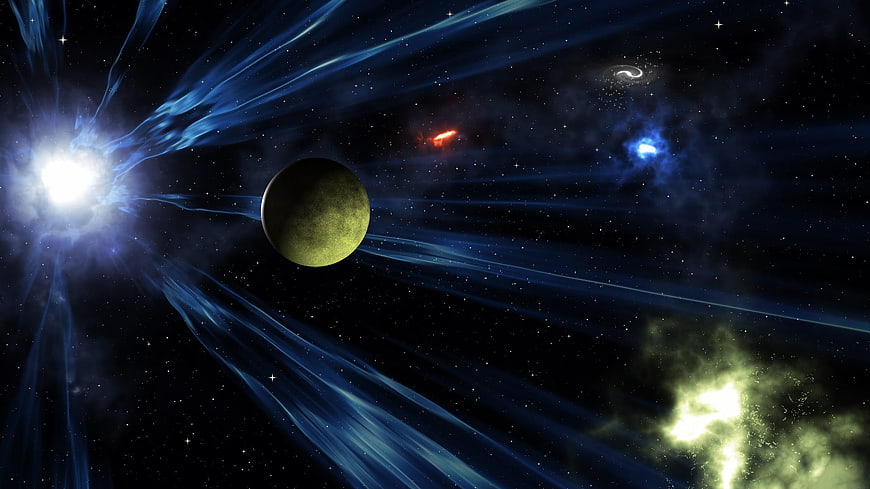 Digital Art of a Planet in Deep Space with Nebulae