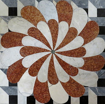 Vintage marble floor inlay with floral pattern