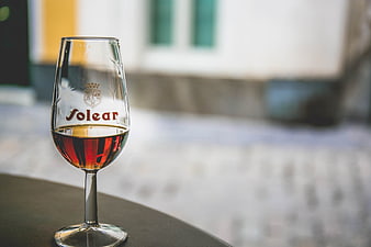 Glass of Sherry Wine on Outdoor Table