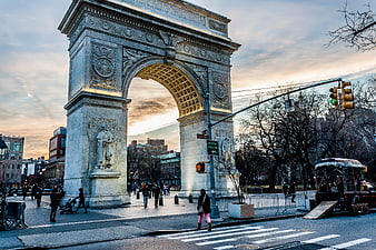 Washington Square Arch at Sunset in New York City