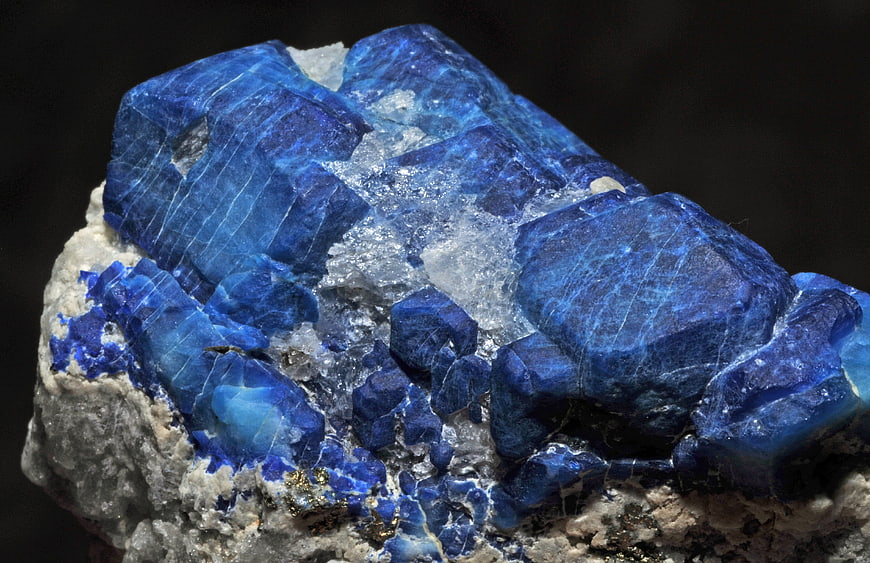 Vibrant Blue Afghanite Crystal Cluster on Matrix