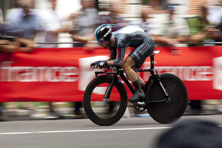 Professional Cyclist Sprinting on Time Trial Bike