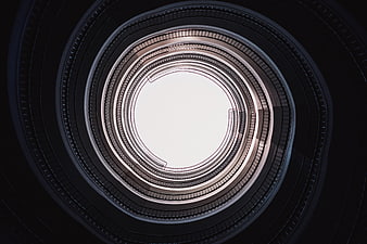 Abstract futuristic circular tunnel with concentric rings and light