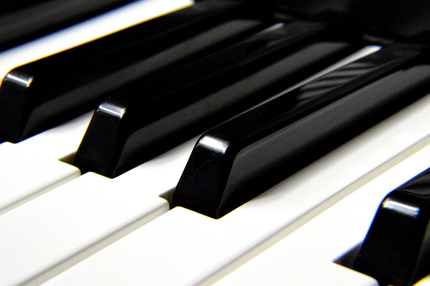 Close-up of black and white piano keys
