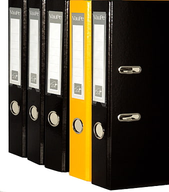 Row of Black and Yellow Office Ring Binders