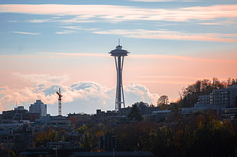 Space Needle Seattle Skyline Sunset