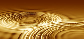 Abstract golden liquid ripples and concentric waves background