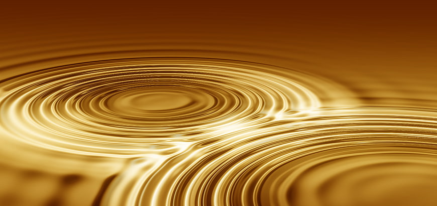 Abstract golden liquid ripples and concentric waves background