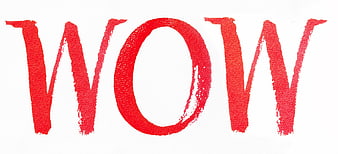 Red brush calligraphy word WOW on white background
