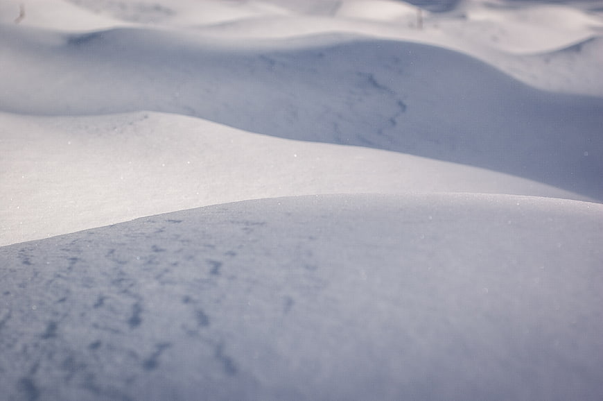 Abstract Winter Snow Dunes with Soft Shadows and Texture
