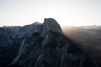 Half Dome Mountain Peak at Sunset in Yosemite National Park