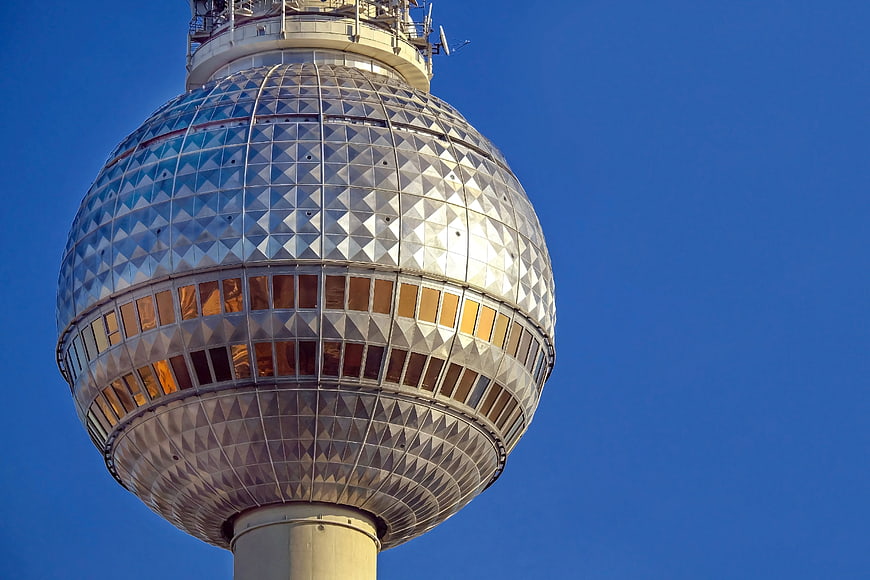 Berlin TV Tower Sphere Against Blue Sky