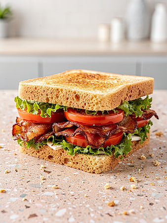 Crispy BLT Sandwich on Toasted Bread