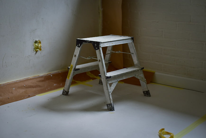Aluminum Step Ladder in Room Under Renovation
