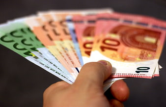 Hand Holding Fanned Out Euro Banknotes