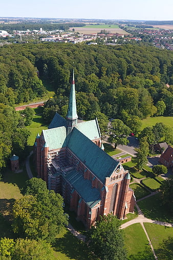 Aerial view of Bad Doberan monastery church in Germany