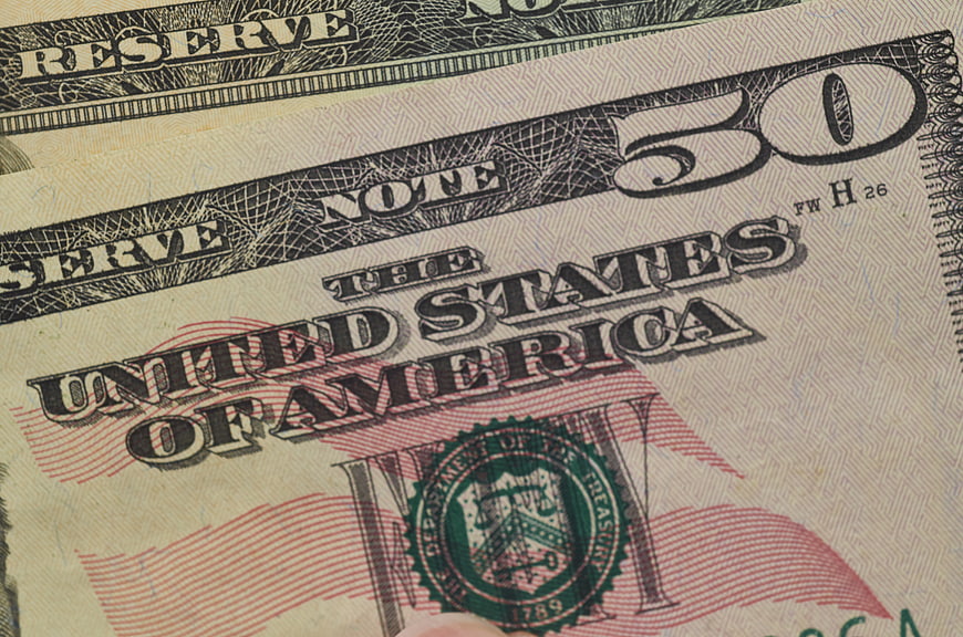 Close-up of United States Fifty Dollar Bill