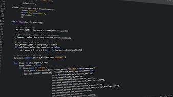 Python Code for Blender Scripting on Dark Screen