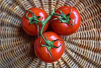 Fresh Red Tomatoes on Wicker Basket