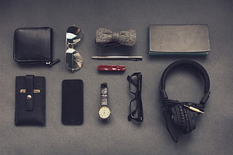 Flat Lay of Men's Accessories and Daily Carry Essentials