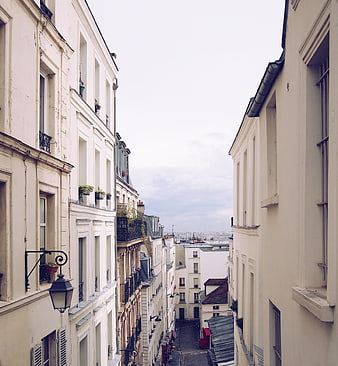 Narrow Parisian Street View with Classic Architecture