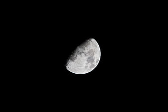 High-Resolution Crescent Moon with Craters Against Black Sky