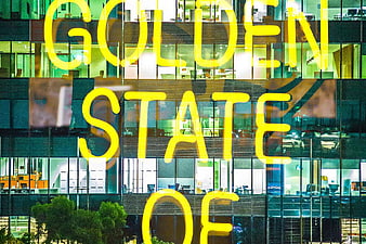 Golden State Of Mind Neon Sign On Glass Building