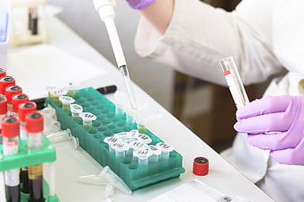 Scientist Using Pipette And Test Tubes In Medical Laboratory