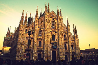 Milan Cathedral Duomo at Sunset with Crowd