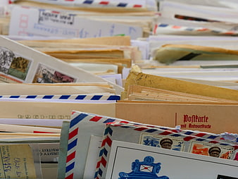 Vintage Airmail Envelopes And Postcards In A Collector's Stack