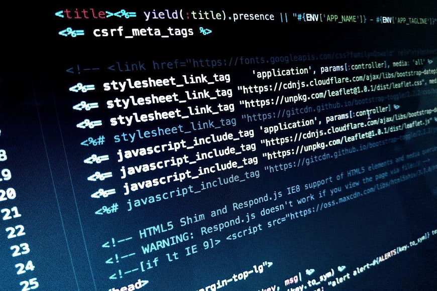 Close-up of HTML and JavaScript Code on Screen