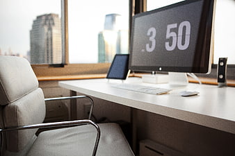 Modern Home Office Workspace with City View
