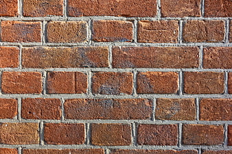 Red Brick Wall Texture with Gray Mortar Joints