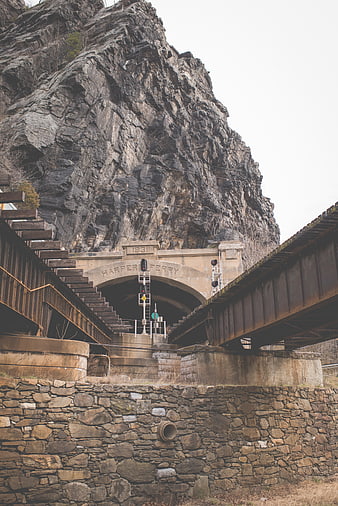 Harper's Ferry Tunnel Entrance with Historic Railroad Bridge
