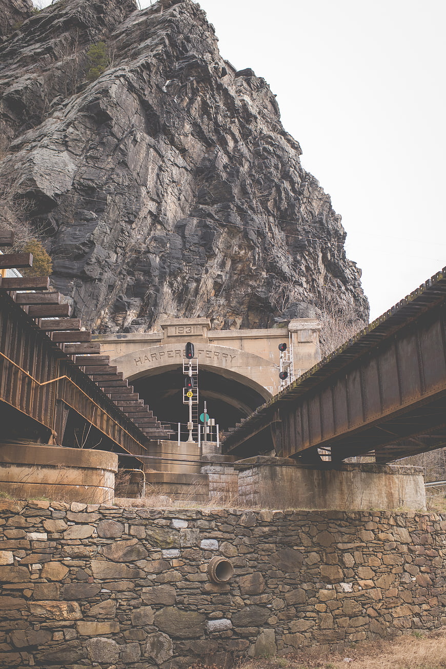 Harper's Ferry Tunnel Entrance with Historic Railroad Bridge