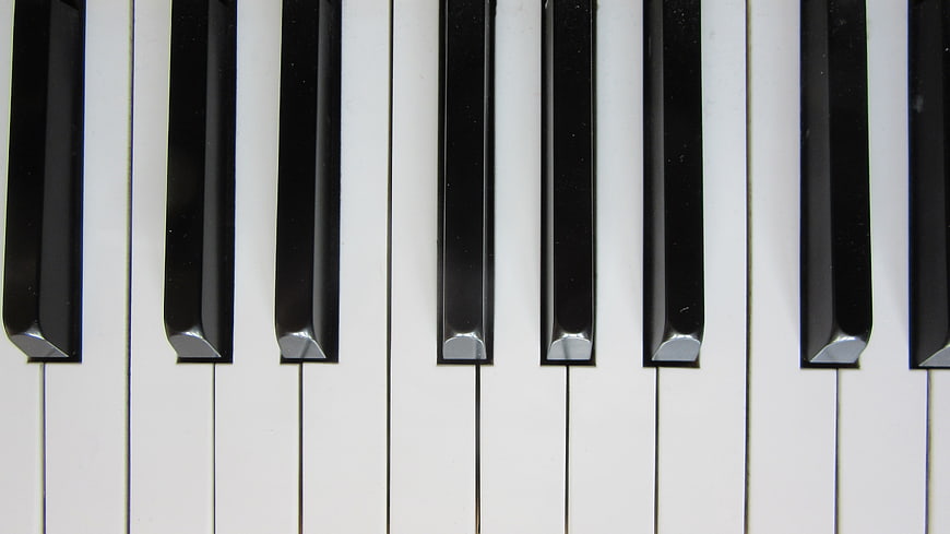 Close-up of Piano Keys with Black and White Contrast
