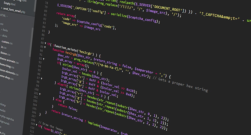 PHP programming code on dark screen