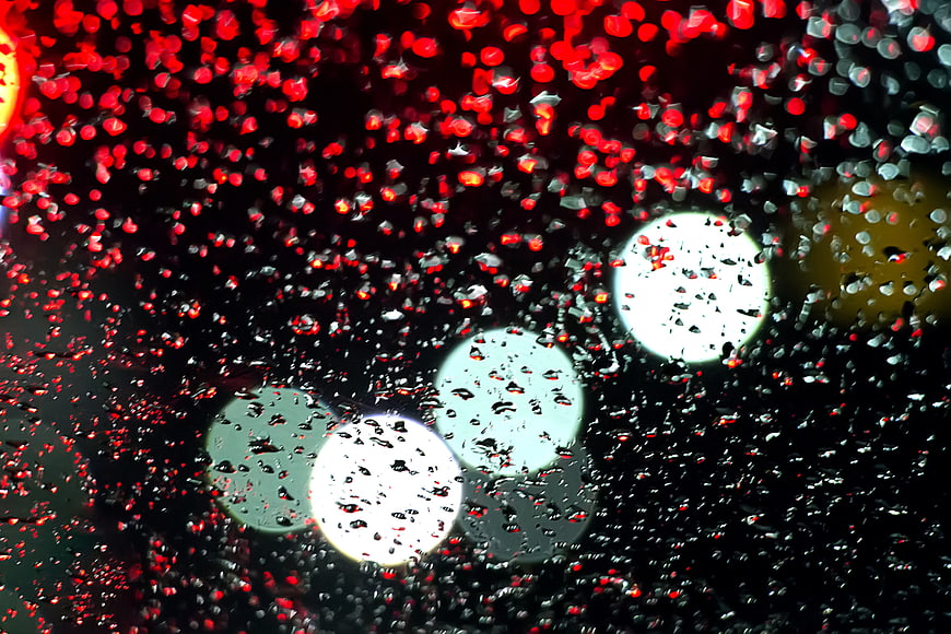 Rainy Night Car Window Bokeh City Lights
