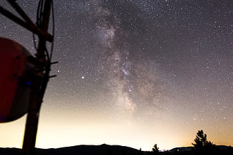 Milky Way Galaxy Night Sky with Silhouette Landscape