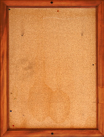 Empty Wooden Cork Bulletin Board With Scattered Push Pins