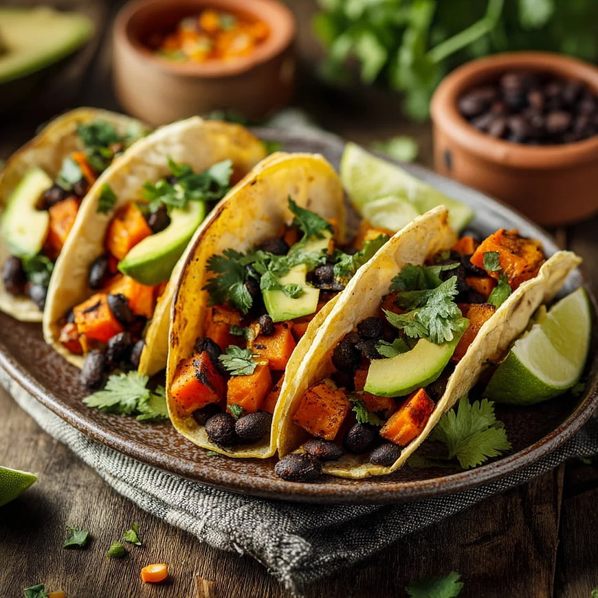 Smoky Sweet Potato Tacos with Black Beans and Avocado