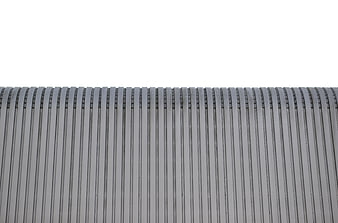 Gray corrugated metal roof texture with white background