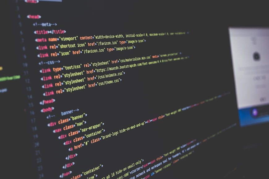 Close-up of HTML code on a computer screen