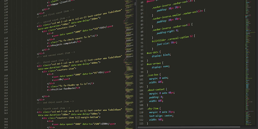 Computer Screen Displaying HTML and CSS Code