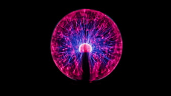 Glowing Plasma Ball with Purple and Blue Electric Lightning
