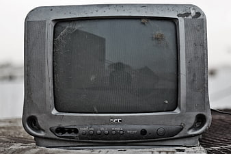Vintage CRT Television Set in Black and White